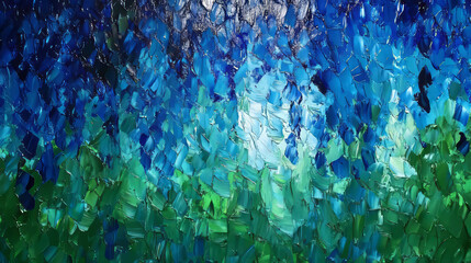 Iridescent blue and green textured wall art for interior design