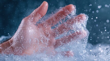 Fototapeta premium Captivating Hand Breaking Through Water Surface with Splashes