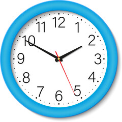 Classic Round Wall Clock with Blue Frame 