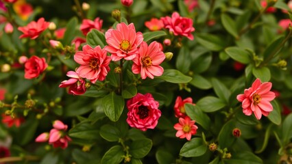 Vibrant Coral Dahlias in Full Bloom