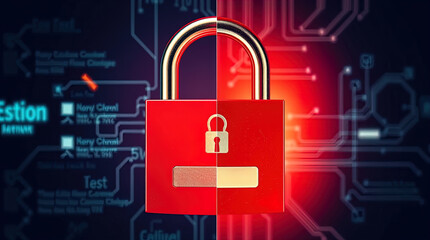 computer security and secure connection concept or cyber security service, security lock with login and connection of verified credentials
