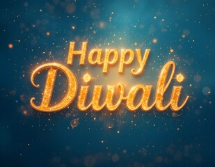 Happy Diwali card with ocean color background.