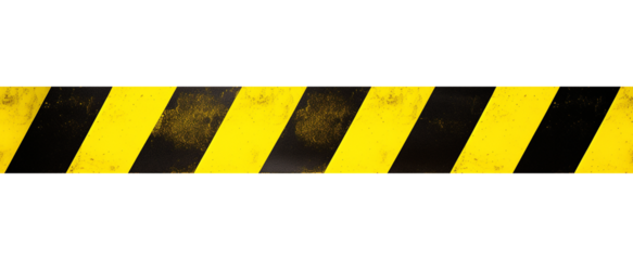 Seamless Horizontal Black and Yellow Caution Tape Isolated on Transparent Background PNG
