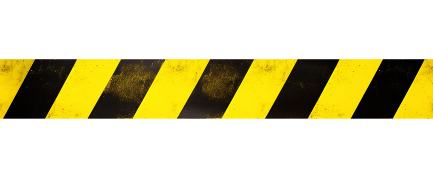 Seamless Horizontal Black and Yellow Caution Tape Isolated on Transparent Background PNG
