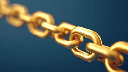 Obraz premium Golden chain links on a blue background