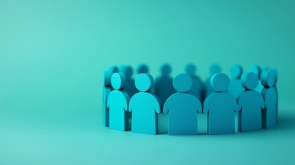 Group of blue paper people figures together