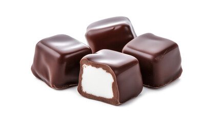 Obraz premium A chocolate bar with a white filling is cut in half