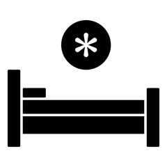 A flat design icon of hospital bed