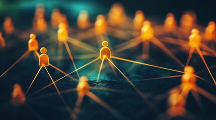 Abstract Network Connection Concept with Glowing Human Figures
