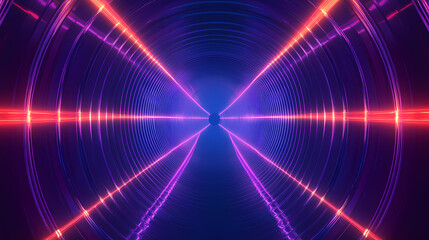 an abstract futuristic background with neon lights, a tunnel, and digital elements for design