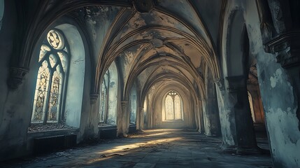 Fototapeta premium Sunlit Ruins Hallway