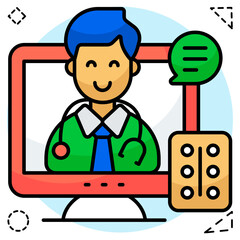 A unique design icon of online doctor