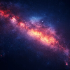 Fototapeta premium Vibrant Galactic Core with Fiery Nebula – AI Generated