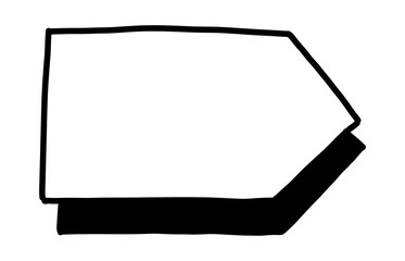 Doodle arrow shape. Hand drawn sketchy pencil direction mark, simple black outline way pointer sign. Vector isolated illustration