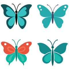 set of colorful butterflies