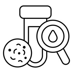 An editable design icon of search sample tube, lab apparatus