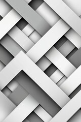 Abstract geometric design with interwoven white and gray rectangles creating a modern and elegant background with subtle shadows and depth