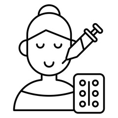 Conceptual flat design icon of face injection