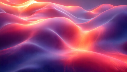 Obraz premium Abstract vibrant wavy landscape glows with warm colors. Possible use Background for digital art or design project