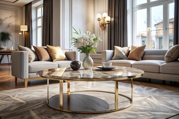 Fototapeta premium Table in living room design for background