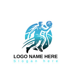 Dynamic Basketball Player Logo