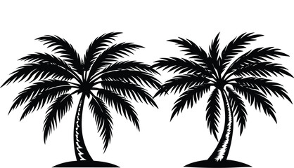 Black amp white Palm Tree vector on white background generative by ai