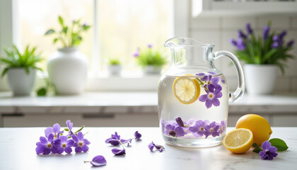 Glass of milk and bowl of dates on rustic kitchen table, morning ritual
