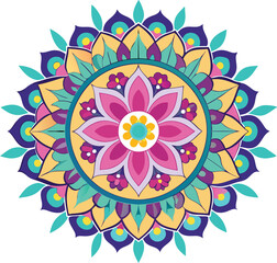 Floral colorful mandala design amp Circular pattern white background generative by ai