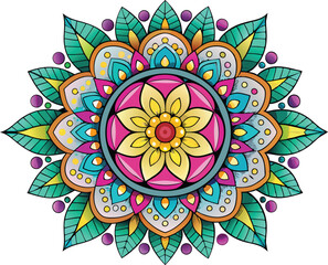 Floral colorful mandala design amp Circular pattern white background generative by ai
