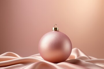 there is a pink ornament on a pink satin cloth