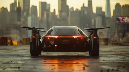 Futuristic car city backdrop