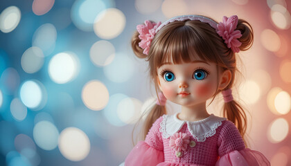 Fototapeta premium beautiful little cute doll isolated on transparent background