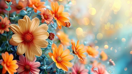Fototapeta premium Bright Summer Floral Background