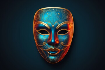 a close up of a mask with a blue background