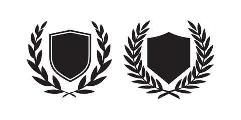 Set of wreaths and branches with leaves. Hand drawing laurel wreaths and branches collection. Laurels wreaths, swirls, twigs and flower ornaments. Herbs, flowers and plants elements. Design elements.