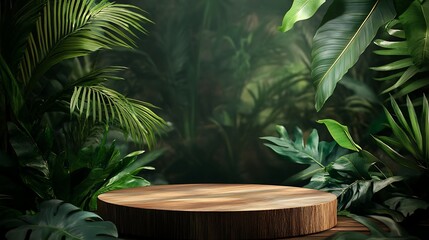 Lush Tropical Paradise: Wooden Platform Amidst Vibrant Greenery