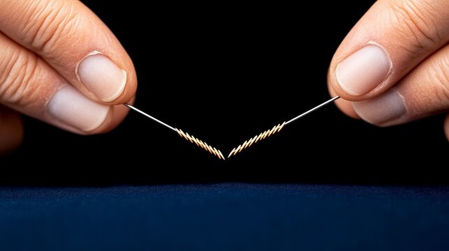 Craftsmanship with Hands Holding Twisted Wire on Dark Background