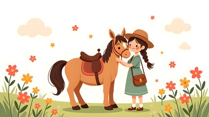 Naklejka premium girl with horse