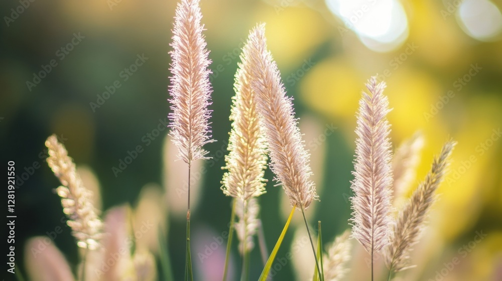 Poster pampas grass swaying gently in the warm sunlight of an afternoon. generative ai