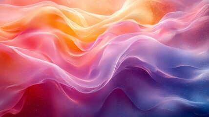 Fototapeta premium Vibrant abstract waves in warm hues of orange, pink, and purple, creating a dynamic and soothing visual flow perfect for modern design projects.