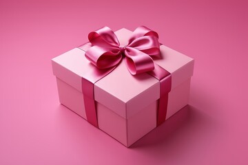 a close up of a white gift box with a pink ribbon