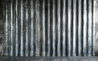 Large industrial gray metal panel with corrugated texture, sleek and modern