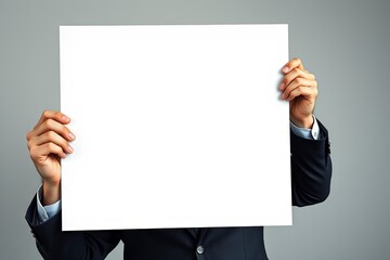 arafed man in a suit holding a white sheet of paper