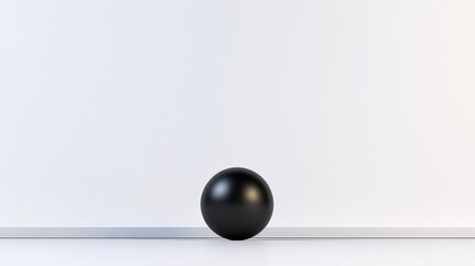 Black Sphere on Minimalist Background with Clean Lines and Space