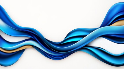 Naklejka premium Abstract Fluid Waves in Blue and Gold Colors on White Background