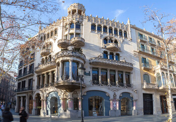 Stunning facade of the Lleó Morera house located in Barcelona, ​​Spain