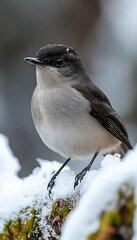 Small bird snow winter forest perch