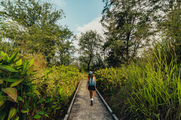 walk in the Benjakitti park in Bangkok city