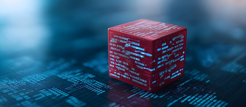A red cube with a blue background