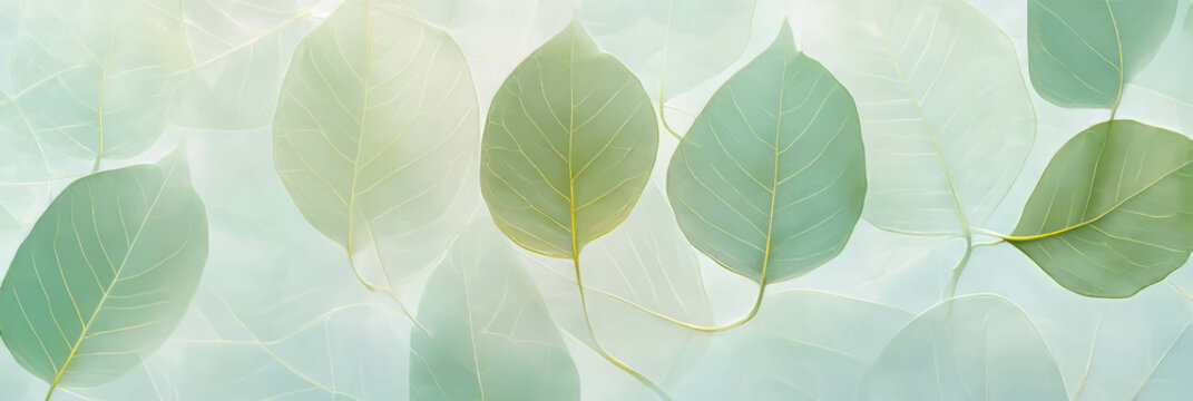 Delicate pale green leaf texture with intricate veins for natural design